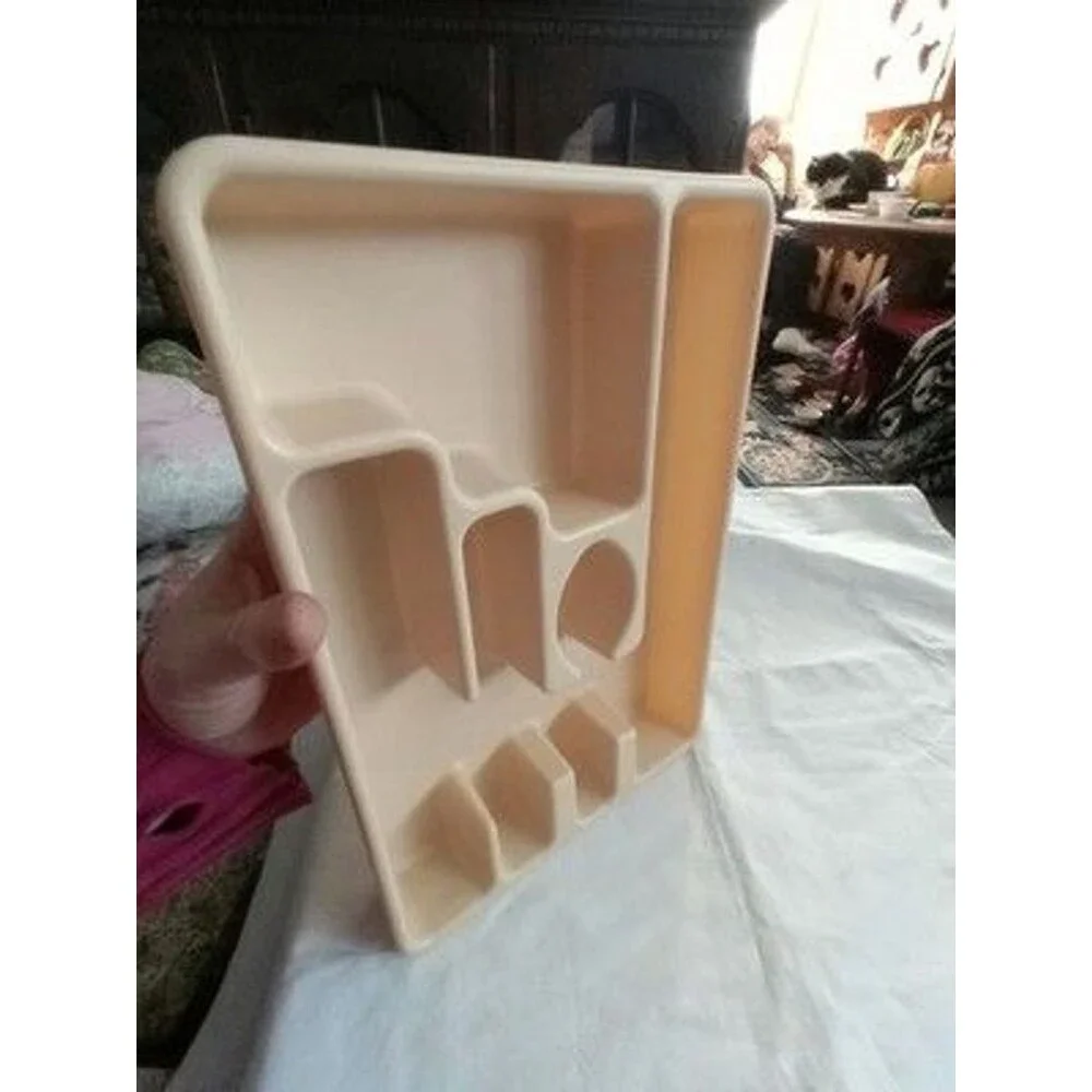 RUBBERMAID CUTLERY ORGANIZER TRAY SILVERWARE HOLDER ALMOND #2921 Plastic Kitchen